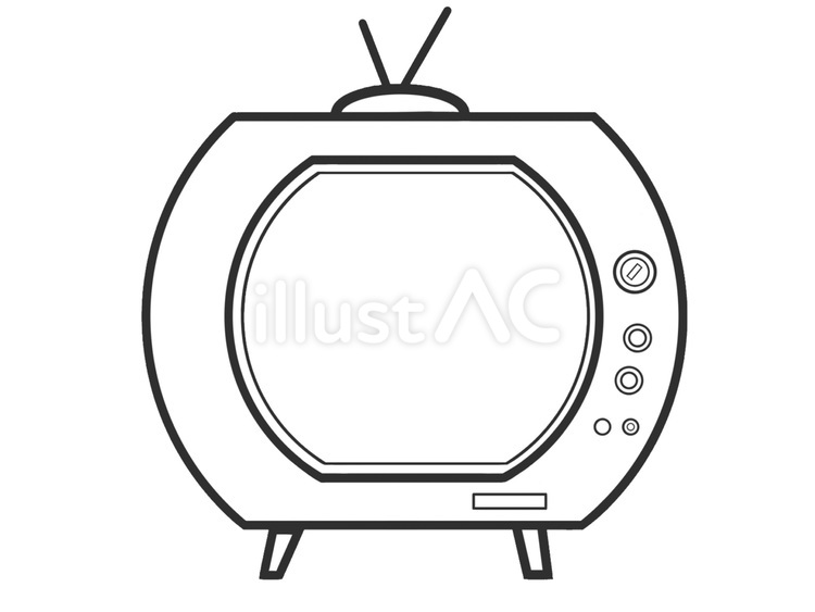 レトロな印象のテレビのフレーム（枠） テレビ,アンテナ,昭和のイラスト素材