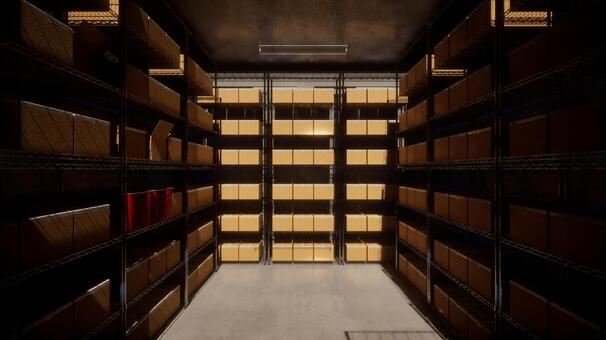 山積みの整理されたダンボールの倉庫 倉庫,荷物,倉庫作業,段ボール,仕事,在庫,山積み,室内,物置,保管庫のイラスト素材