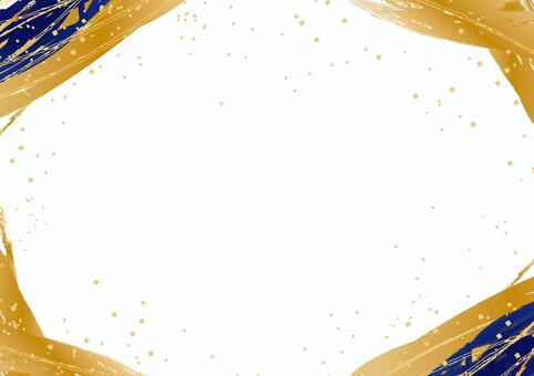 和柄　背景 和柄,ゴールド,筆,毛筆,フレーム,冬,和風,和,筆模様,正月のイラスト素材