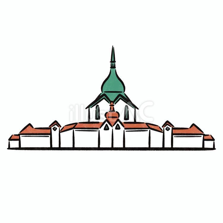 ゼレナーホラのネポムーク聖ヨハネ教会 教会,世界遺産,文化遺産のイラスト素材