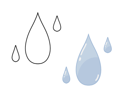 しずく 雫,水滴,水,シンプル,手描き,色あり,色なし,モノクロ,線画のイラスト素材