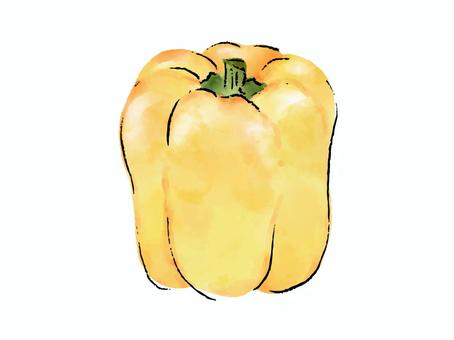 パプリカ③イエロー(水彩) パプリカ③イエロー(水彩) パプリカ,野菜,水彩,手書き,手描き,イエロー,ベクター,植物,実,農作物のイラスト素材