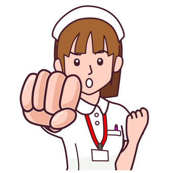 怒ってグーパンチのポーズをする女性看護師 女性,看護師,病院,ナース,怒る,グーパンチ,殴る,困った顔,拒否,nurseのイラスト素材