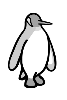立ち止まるキングペンギンNo.2　グレー キングペンギン,オウサマペンギン,ペンギン,鳥,グレー,白,黒,立つ,立ち止まる,羽のイラスト素材