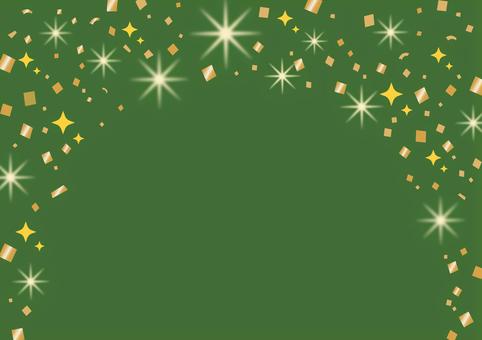金の紙吹雪_緑背景_半円