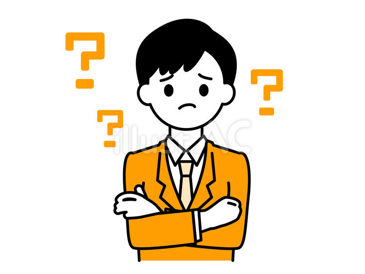 疑問を抱く・悩む男性のイラスト01 人物,男性,20代のイラスト素材