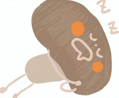 幸せそうに寝ているきのこのイラスト 寝ている,夢の中,きのこ,秋,食べ物,キャラクター,笑顔,表情,かわいい,幼稚園のイラスト素材