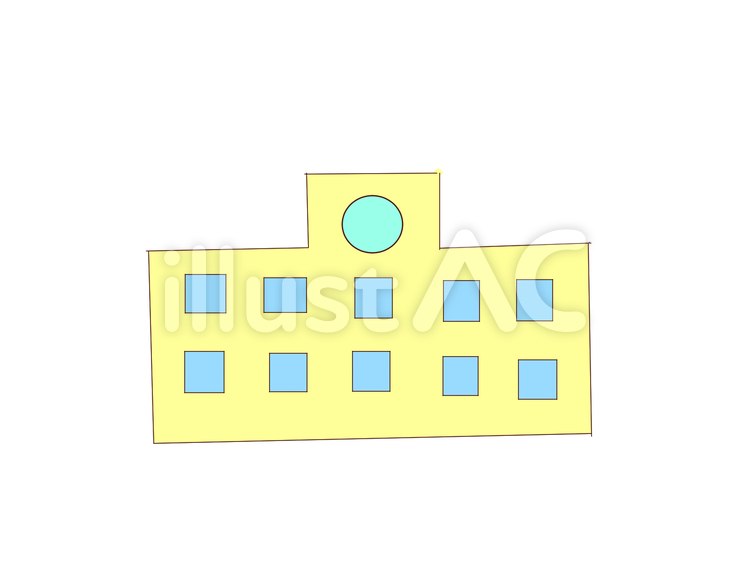 学校 校舎,外観のイラスト素材