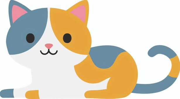 しんぶるないらすと・ミケネコ 猫,ミケネコ,動物,生き物,ペットのイラスト素材