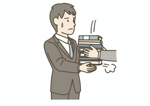 仕事を押し付けられて困るスーツ男性 スーツ,ビジネスマン,男性,仕事,押し付け,パワハラ,困惑,多忙,疲労,働きすぎのイラスト素材