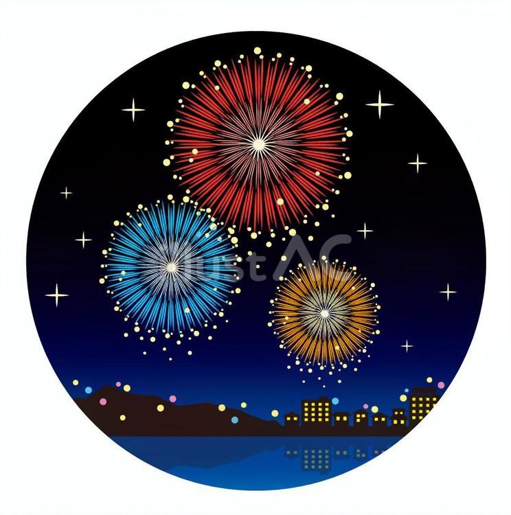 花火06(赤青黄) 花火,アイコン,あしらいのイラスト素材