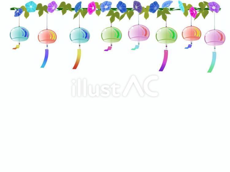 朝顔と風鈴 風鈴,ガラス風鈴,江戸風鈴のイラスト素材