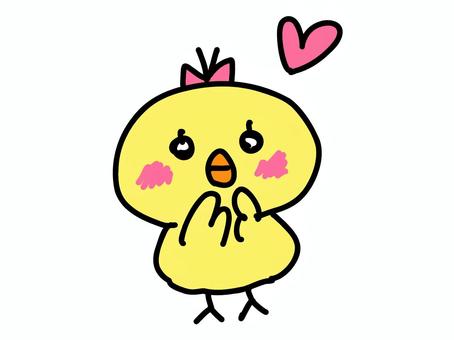 LOVEひよこ LOVEひよこ ひよこ,可愛い,動物,挿絵,ゆるい,手描き,love,ハート,ときめきのイラスト素材