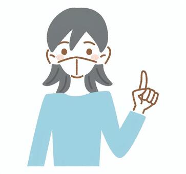 マスクを着用して指差しをする女性 感染症,女性,主婦,お母さん,冬,予防,対策,風邪,風邪予防,インフルエンザのイラスト素材