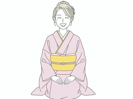 着物を着た女性1 女性,振袖,着物,和服,挨拶,お辞儀,晴れ着,晴れ姿,和装,成人式のイラスト素材