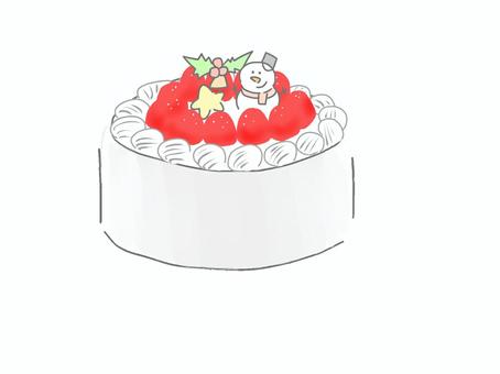 雪だるまの飾りがついたクリスマスケーキ