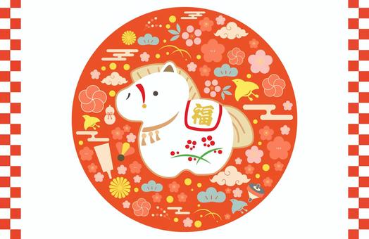2026年お正月に使えるイラスト背景　4 午年,午,2026,2026年,馬,馬年,年賀状,お正月,１月,冬のイラスト素材