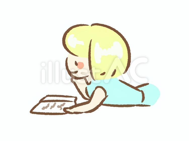 何かを読む女性 読書,雑誌,情報のイラスト素材