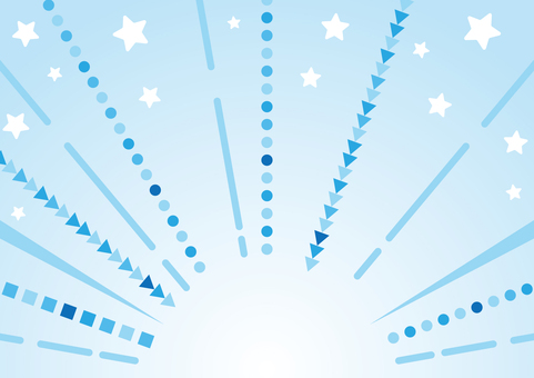 ポップな青色の可愛い図形の効果線 集中線,効果線,三角形,円,四角形,星,ポップ,グラデーション,青色,背景のイラスト素材