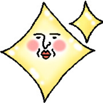 キラキラマークのおっちゃん きらきら,光る,明るい,輝く,眩しい,キラーン,ひし形,男性,黄色,イエローのイラスト素材