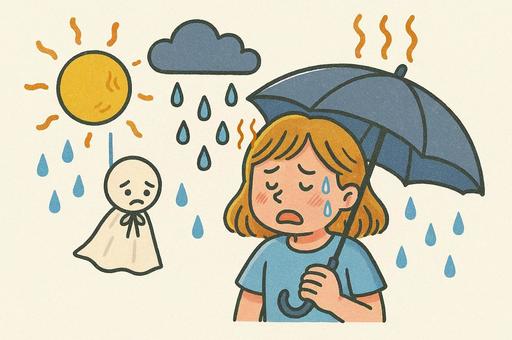 Heat stroke even in the rain, JPG Heat stroke even in the rain, rain, heatstroke, sweat, JPG