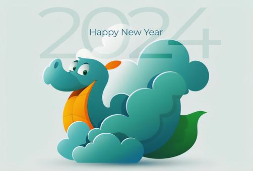 Illustration, dragon, happynewyear, new year's card, 