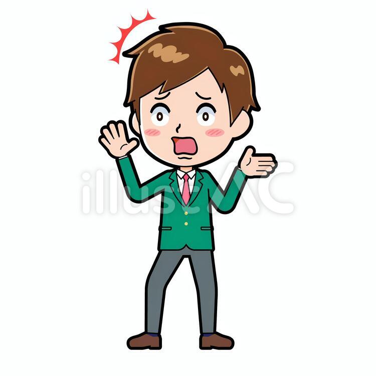 学生ブレザー男性　驚き 男性,人物,学生のイラスト素材