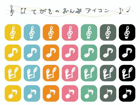 カラフルな手描きの音符アイコン カラフルな手描きの音符アイコン 音符,ト音記号,八分音符,四分音符,十六分音符,かわいい,記号,アイコン,音楽,メロディーのイラスト素材