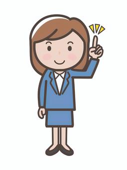 ポイントを説明するスーツ女性の全身 女性,スーツ,ポイント,説明,指差し,かわいい,ol,ビジネスウーマン,アイデア,会社員のイラスト素材