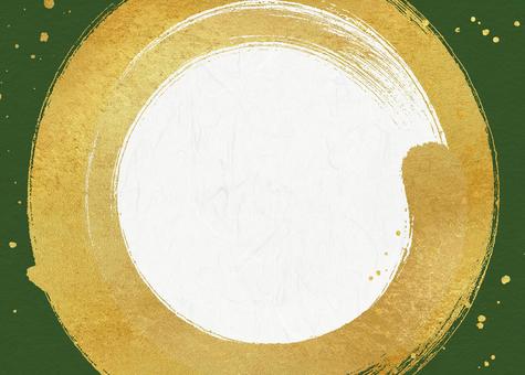 金色の円の毛筆アートと白い和紙 背景,和風,フレーム,金色,輪,円,丸,毛筆,白色,和紙のイラスト素材