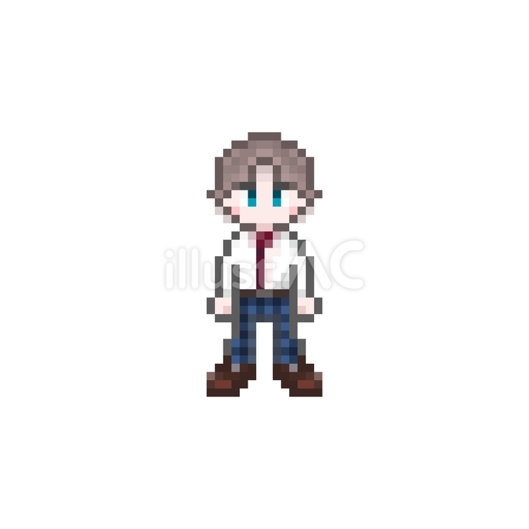 ドット絵のおとこのこ制服 ドット絵,ピクセル,男子のイラスト素材