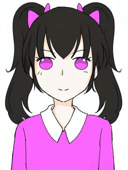 女の子 女の子 二つ結び,女の子,ピンクのイラスト素材