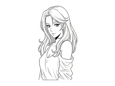 大人の女性キャラクター線画イラスト