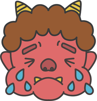 泣いている赤鬼の顔のイラスト 泣いている赤鬼の顔のイラスト 赤鬼,節分,顔,泣く,悲しい,寂しい,涙,赤,黄色,おたよりのイラスト素材