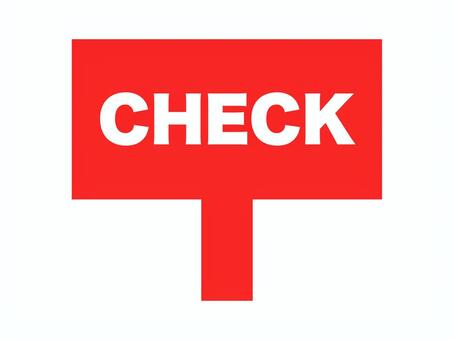 チェックの文字と赤色の看板 check,チェック,チェックマーク,確認,要確認,注目,注目ポイント,重要,重要事項,強調のイラスト素材