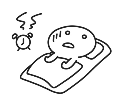朝布団から起きられない人　目覚まし時計 起きられない,時計,布団,棒人間,かわいい,目覚まし時計,起きれない,朝,起立性調節障害,odのイラスト素材