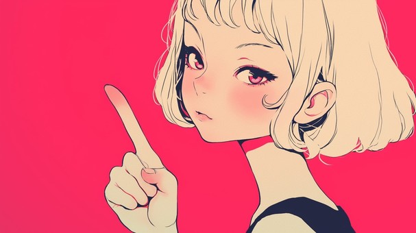 指をさしている女の子