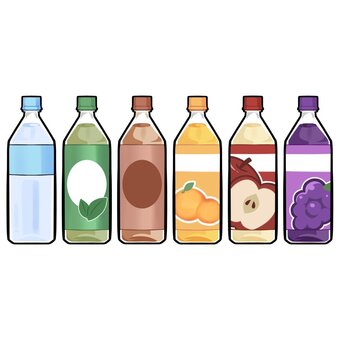 Illustration, pet bottles, water, tea, 