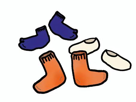 色々な靴下 衣服,靴下,防寒,かわいい,シンプル,オリジナル,イラスト,挿し絵,手書き,手描きのイラスト素材