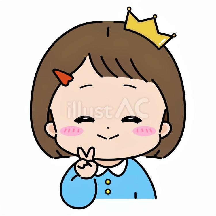 王冠を被って嬉しそうな女の子２ 誕生日,冠,主役のイラスト素材