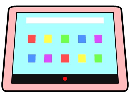 タブレット端末のアイコン『赤』 タブレット,機械,電子機器,携帯,動画,視聴,ネットサーフィン,オンライン,wifi,モチーフのイラスト素材