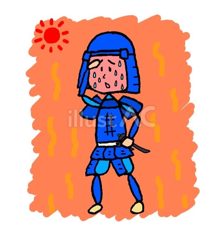 猛暑と武士 武士,猛暑,熱波のイラスト素材