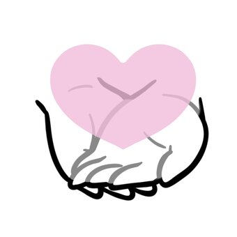 ハートを両手で包むモノクロのイラスト ハート,気持ち,心,思いやり,好き,愛,優しい,優しさ,てのひら,手のイラスト素材