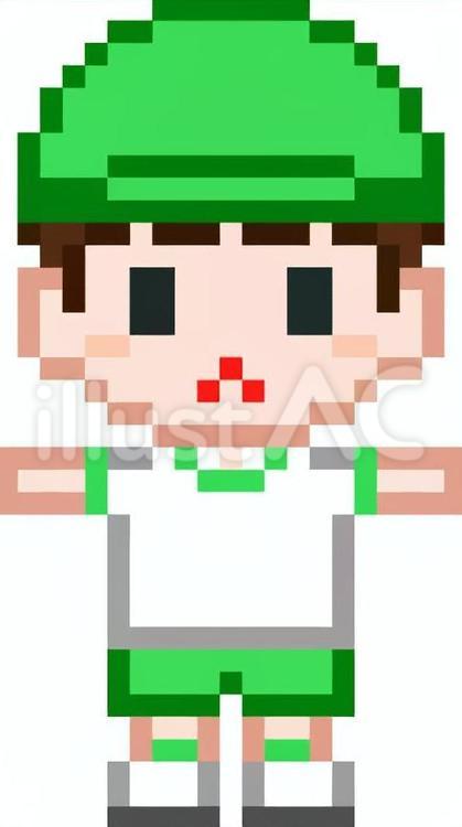 ドット絵の帽子の半袖体操着の女の子です。 ドット絵,体操着,シンプルのイラスト素材