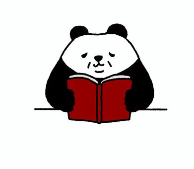 シニアパンダシリーズ　読書で目がショボボ パンダ,かわいい,動物,シニア,シワ,本,ノート,読書,勉強,机のイラスト素材
