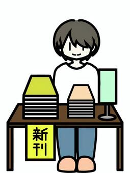 同人誌即売会　いろあり 即売会,イベント,コミケ,同人誌,売り場,サークル,オタク,趣味,自費出版,机のイラスト素材