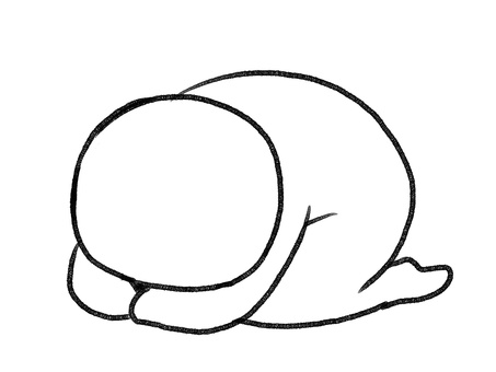 丸くなる棒人間 棒人間,落ち込む,人物,蹲る,手描き,落書き,表情,黒,シンプル,素材のイラスト素材