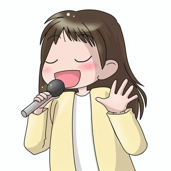 カラオケで歌う女性 カラオケ,歌う,マイク,熱唱,趣味,女性,リフレッシュのイラスト素材