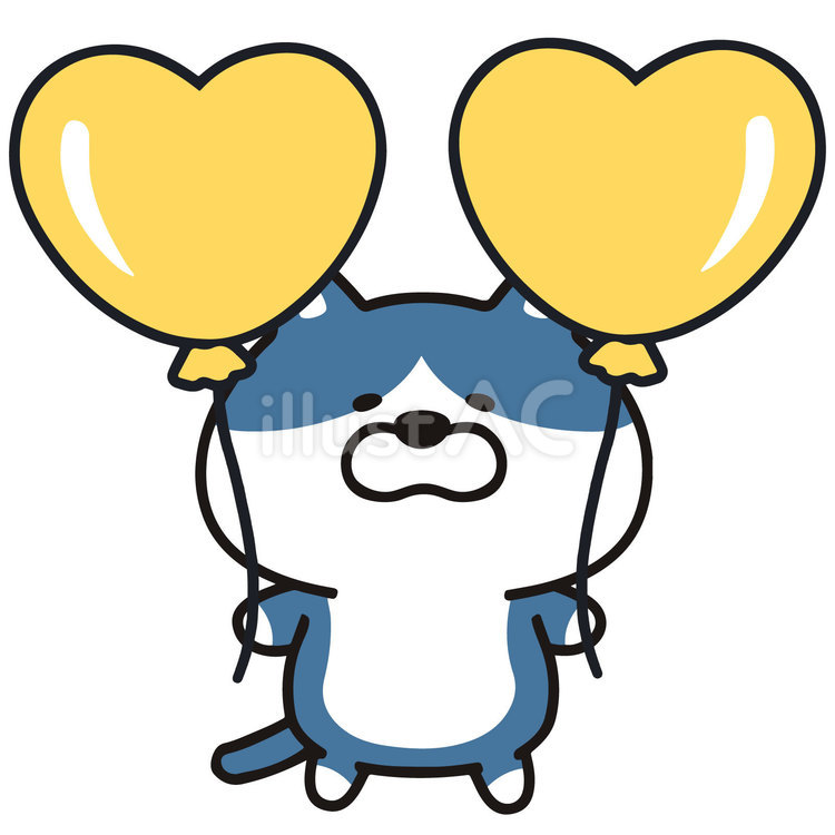 風船を持つ_04 猫,動物,手描きのイラスト素材