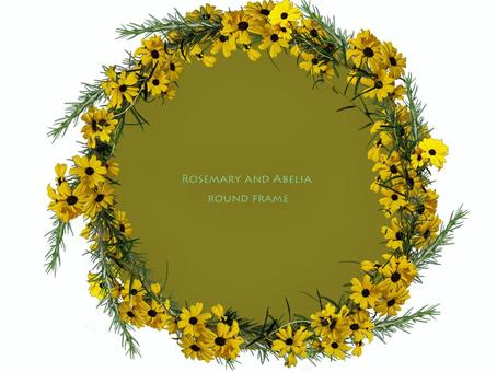アベリアとローズマリーのフレーム 花びら,黄色,ローズマリー,アベリア,文字ありのイラスト素材